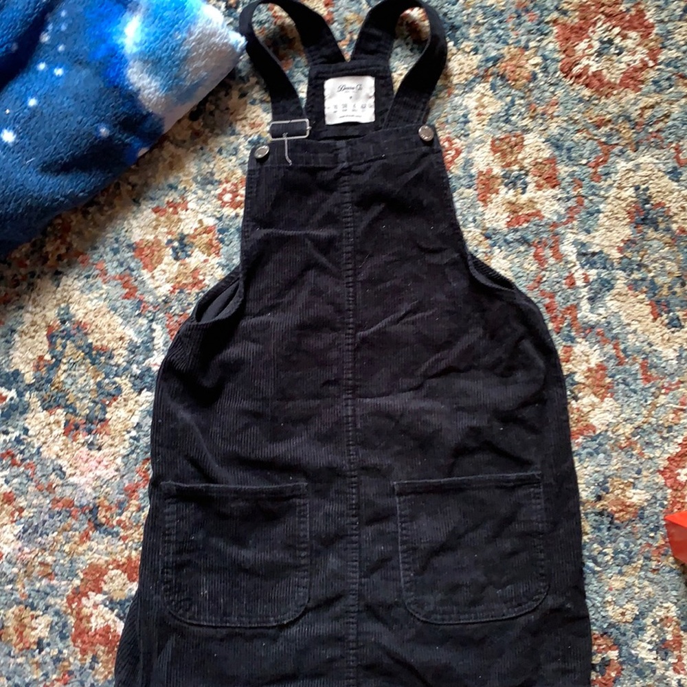 Denim co black skirt overalls size 6
